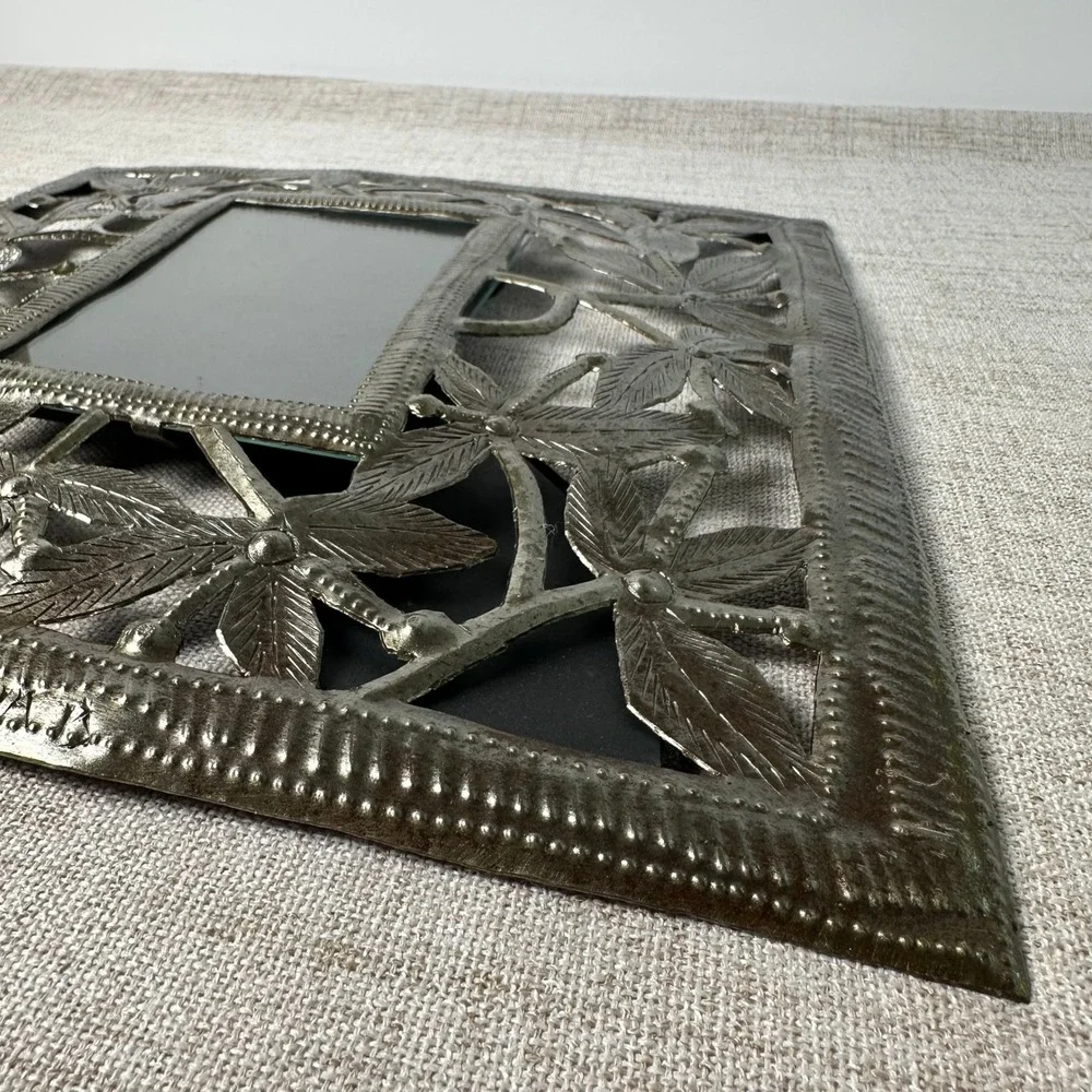 Heart of Haiti Macy's 4x6 Floral Metal Picture Frame Haitian Folk Art Signed